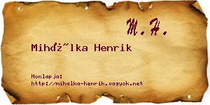 Mihálka Henrik névjegykártya